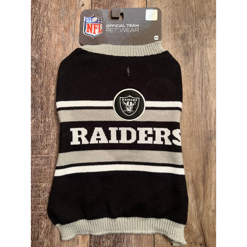 NEW NFL Raiders Pet Sweater Black Gray